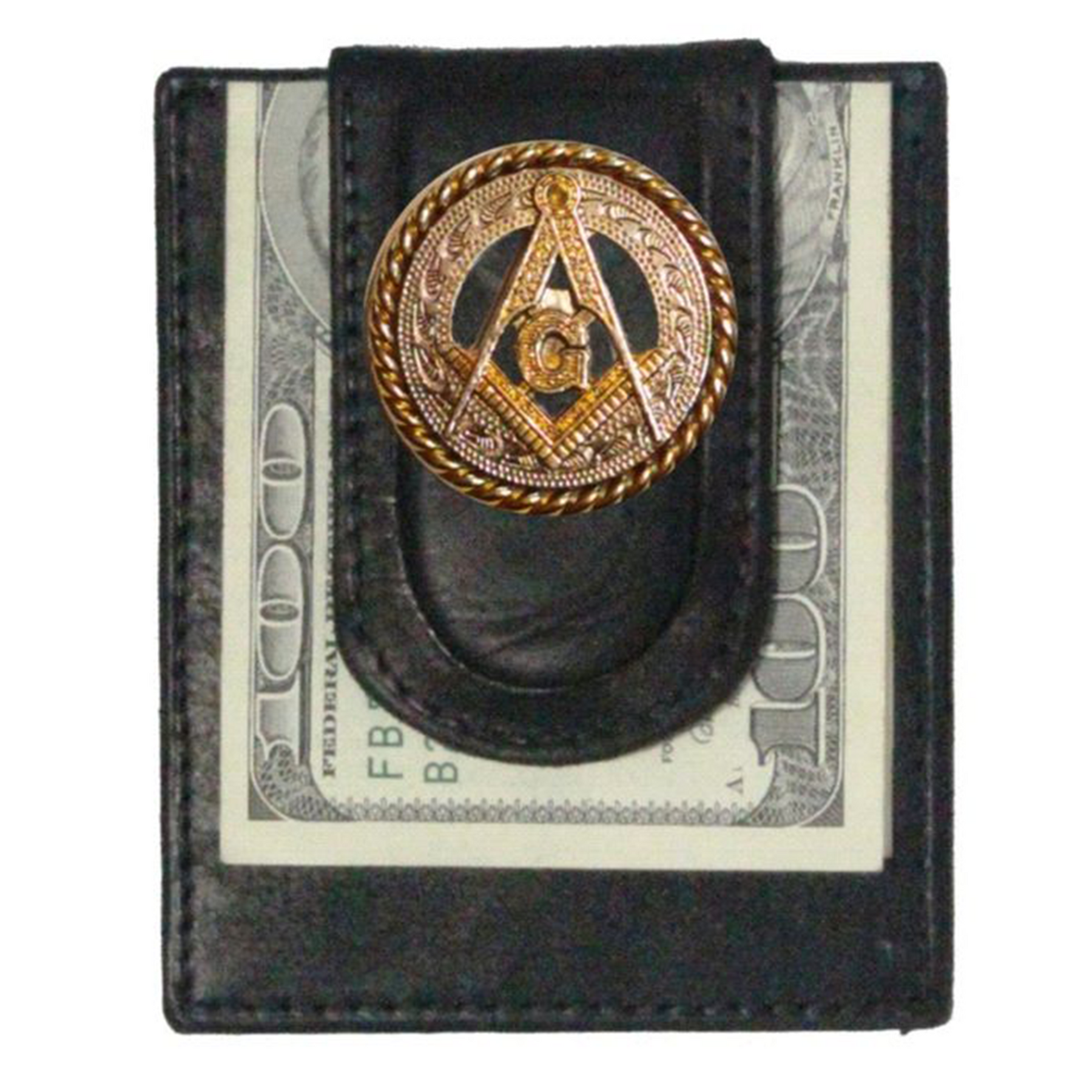 Master Mason Blue Lodge Wallet - Square and Compass Money Clip Black