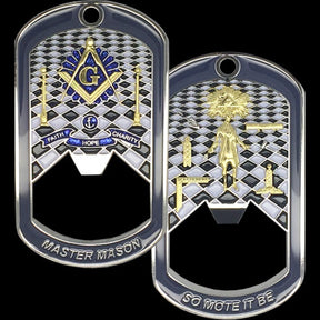Master Mason Blue Lodge Bottle Opener - Faith Hope Charity So Mote It Be - Bricks Masons