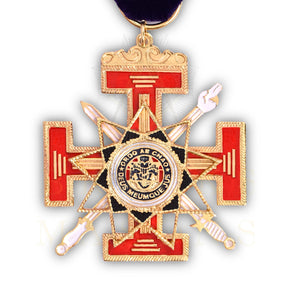 33rd Degree Scottish Rite Breast Jewel - Purple Ribbon & Rose Gold - Bricks Masons