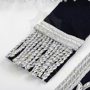 Chaplain Blue Lodge Officer Apron - Dark Blue With Silver Hand Embroidery Bullion - Bricks Masons