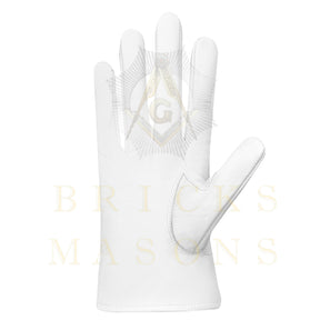 Grand Council Gloves - White Leather With Purple Patch