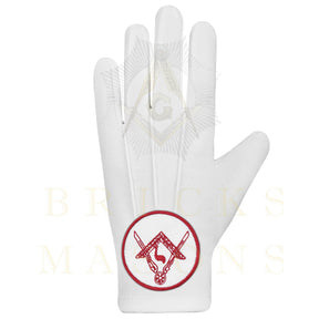 14th Degree Scottish Rite Gloves - White Cotton Central Jurisdiction - Bricks Masons