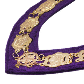 Worthy Patron OES Chain Collar - Gold Plated With Purple Velvet