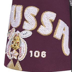 Shriners Fez Hat - Burgundy Wool Rhinestones Letters (5 rows as pictured)