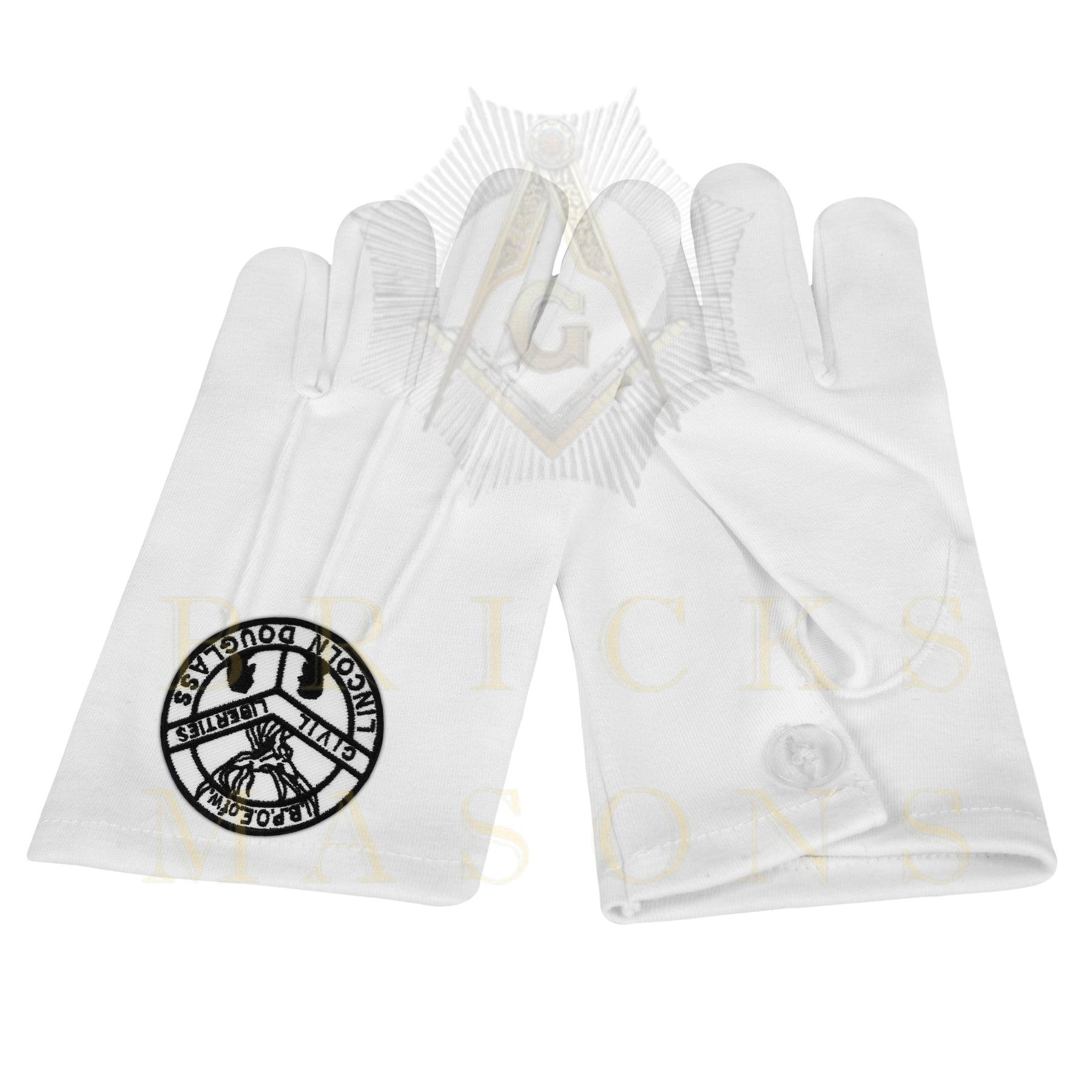 Elks of the World Gloves - White Cotton Civil Liberties - Bricks Masons