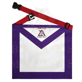 Royal Arch Chapter & Council Apron - Reversible Double-Sided Purple & Red Ribbon