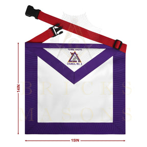 Royal Arch Chapter & Council Apron - Reversible Double-Sided Purple & Red Ribbon