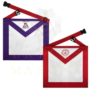 Royal Arch Chapter & Council Apron - Reversible Double-Sided Purple & Red Ribbon