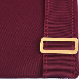 Worshipful Master Emulation Rite Apron - Turquoise & Maroon Moire with Gold Triple Taus