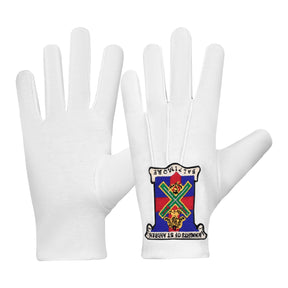 29th Degree Scottish Rite Gloves - White Cotton Knights of St. Andrew