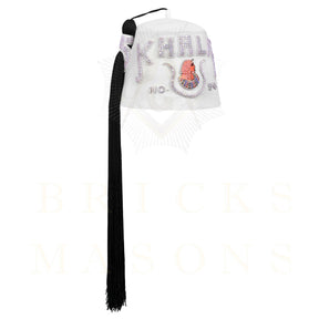 DOI Fez Hat - Pure White With Rhinestones (2 Rows as pictured)