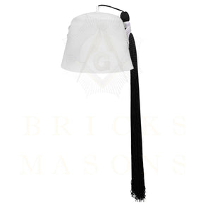 DOI Fez Hat - Pure White With Rhinestones (2 Rows as pictured)