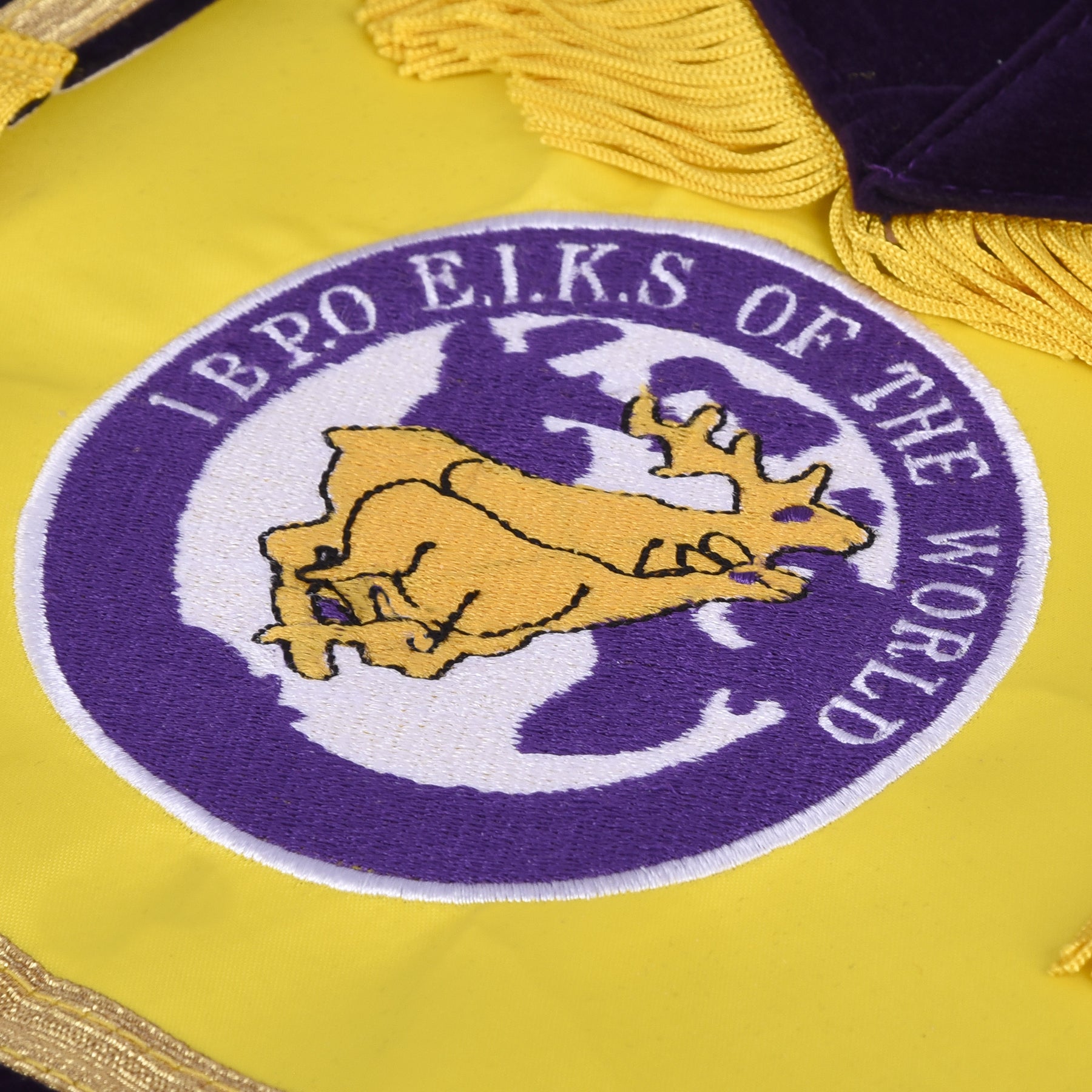 Elks of the World Apron - All Yellow With Purple Velvet Borders