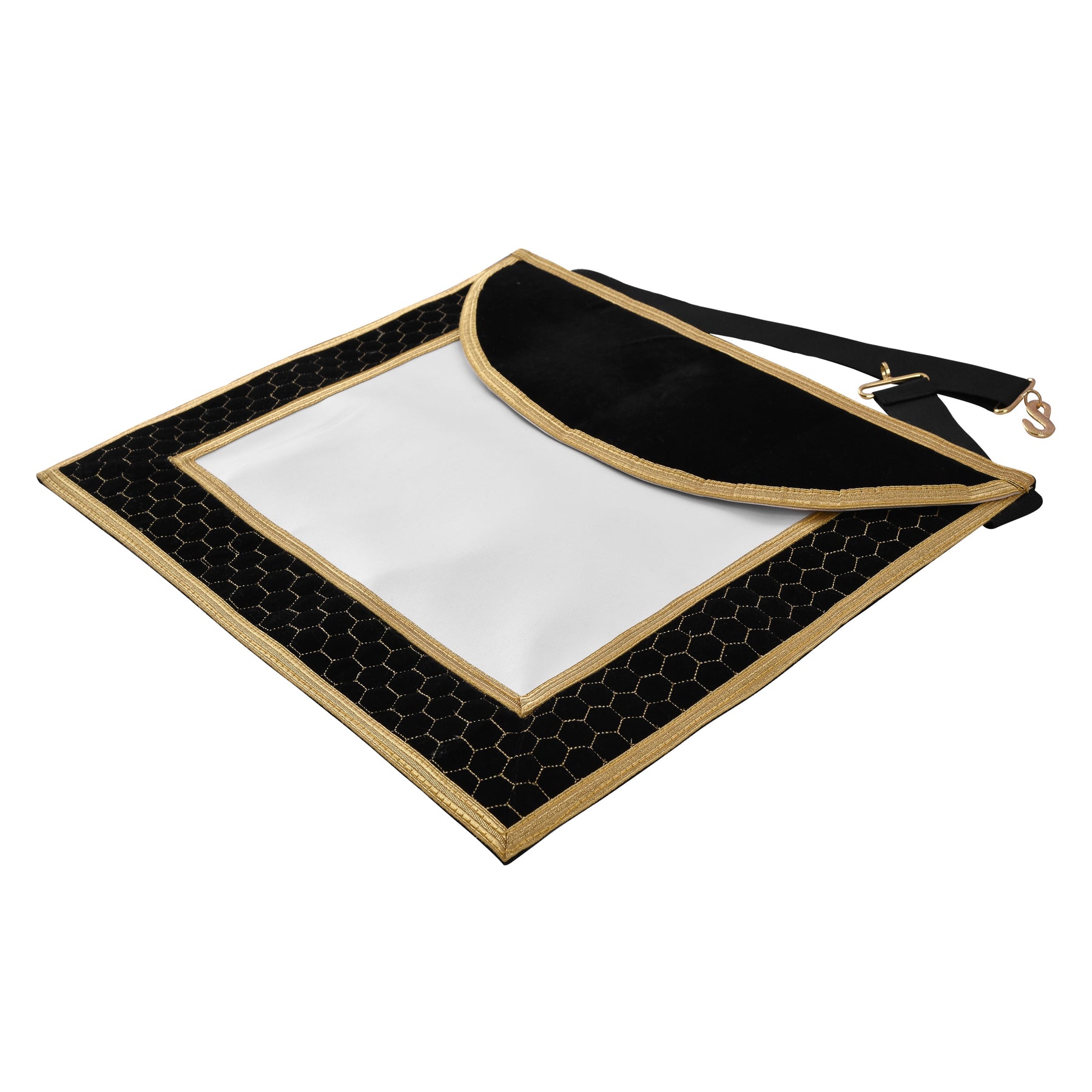 Scottish Rite Apron - Black Velvet With Gold Machine Embroidery