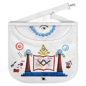 Hand-Painted Apron - Lambskin The Two Pillars of Jachin & Boaz
