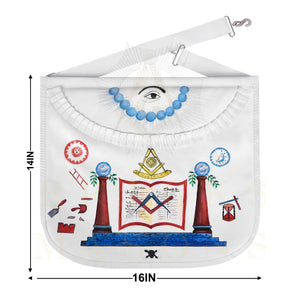 Hand-Painted Apron - Lambskin The Two Pillars of Jachin & Boaz