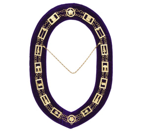 OES Chain Collar - Gold Plated on Purple Velvet - Bricks Masons