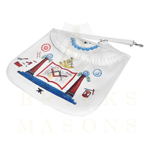Hand-Painted Apron - Lambskin The Two Pillars of Jachin & Boaz
