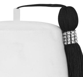 DOI Fez Hat - Pure White & Gold Embroidery With Rhinestones (2 Rows as pictured)