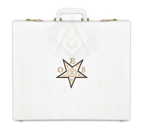 OES Apron Case - White Imitation Leather Machine Embroidery Gold Star