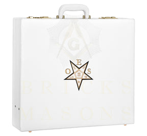 OES Apron Case - White Imitation Leather Machine Embroidery Gold Star