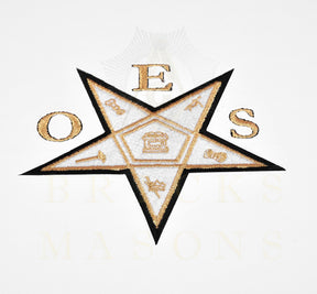 OES Apron Case - White Imitation Leather Machine Embroidery Gold Star