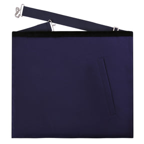 Secretary Officer Apron - Kenton Lodge Navy Velvet With Silver Embroidery Thread