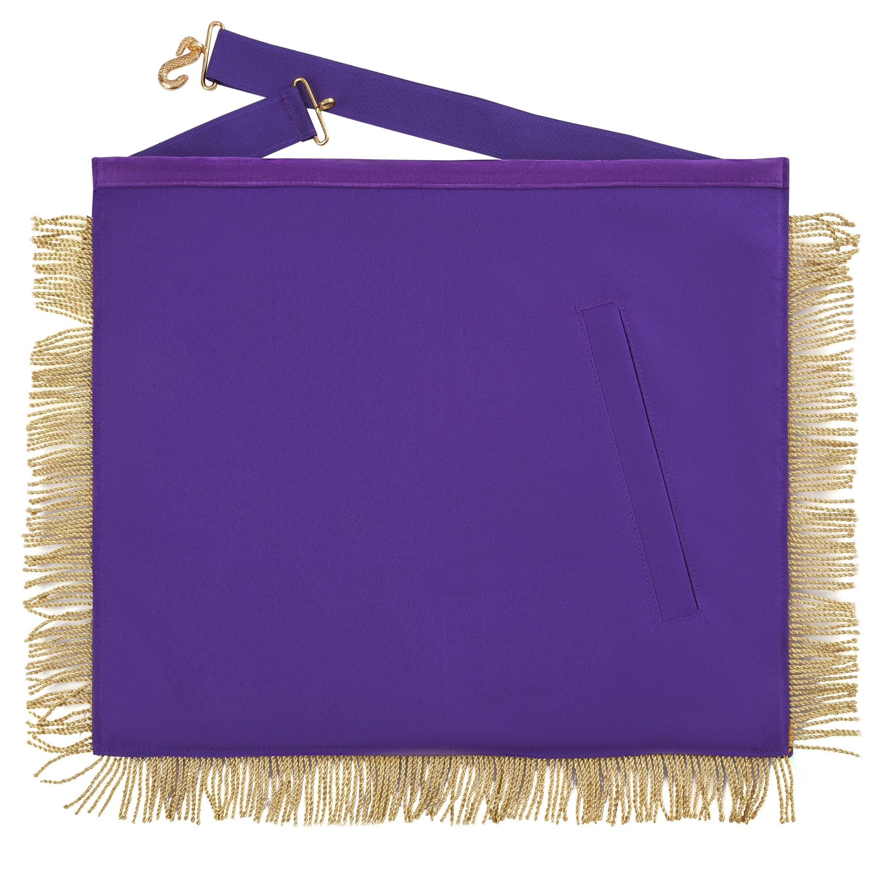 Grand Master Blue Lodge Apron - Purple Velvet Gold Bullion With Golden Braid Fringe