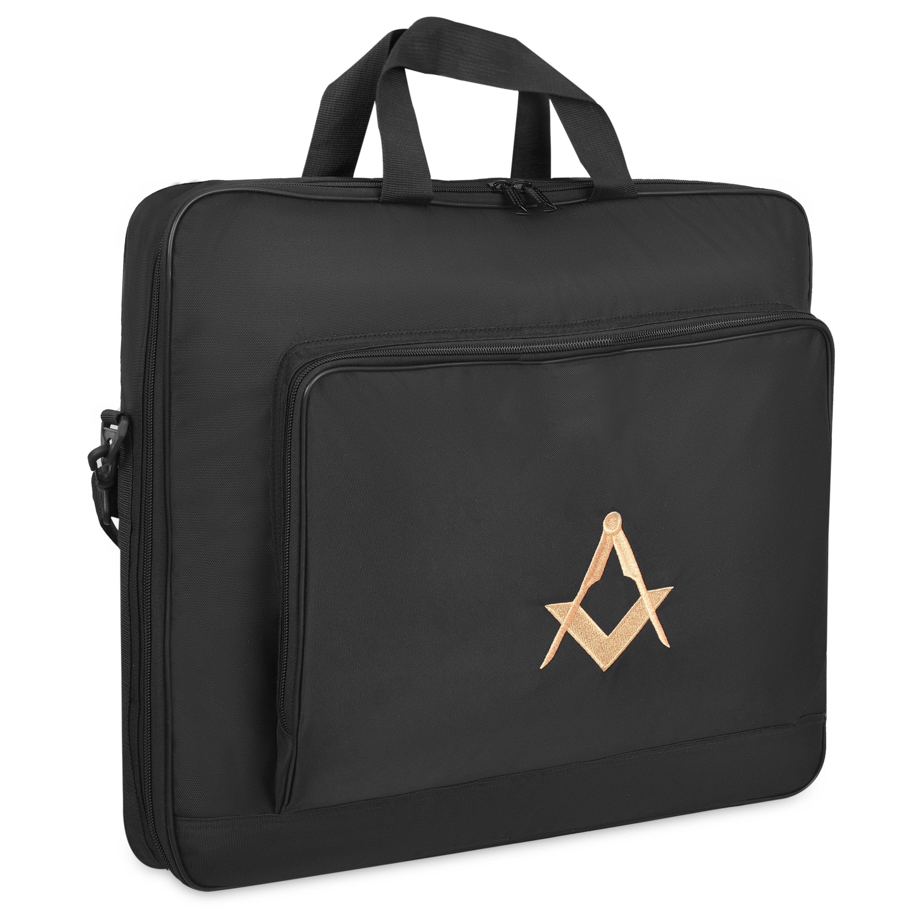 Master Mason Blue Lodge Apron Case - Black Cordura With Gold Square & Compass