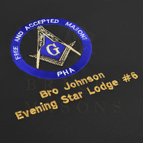 Master Mason Blue Lodge Apron Case - Machine Embroidery Free & Accepted Masons PHA Various Sizes