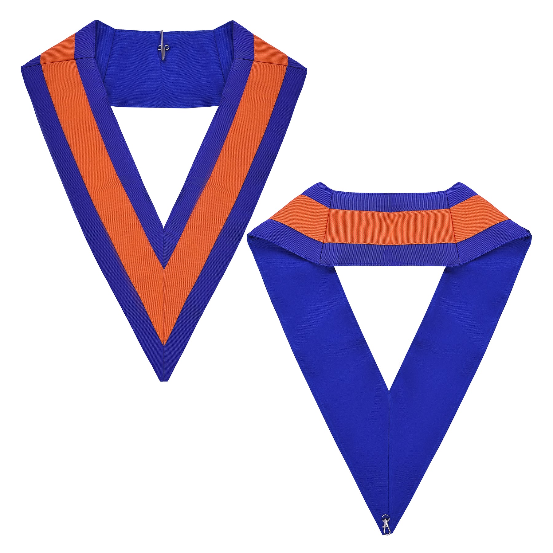 St. Lawrence the Martyr Allied Masonic Degrees Officer Collar - Blue & Orange Moire - Bricks Masons