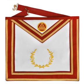 Royal Arch Chapter Apron - Red Velvet With Gold Embroided Emblem & Braid - Bricks Masons