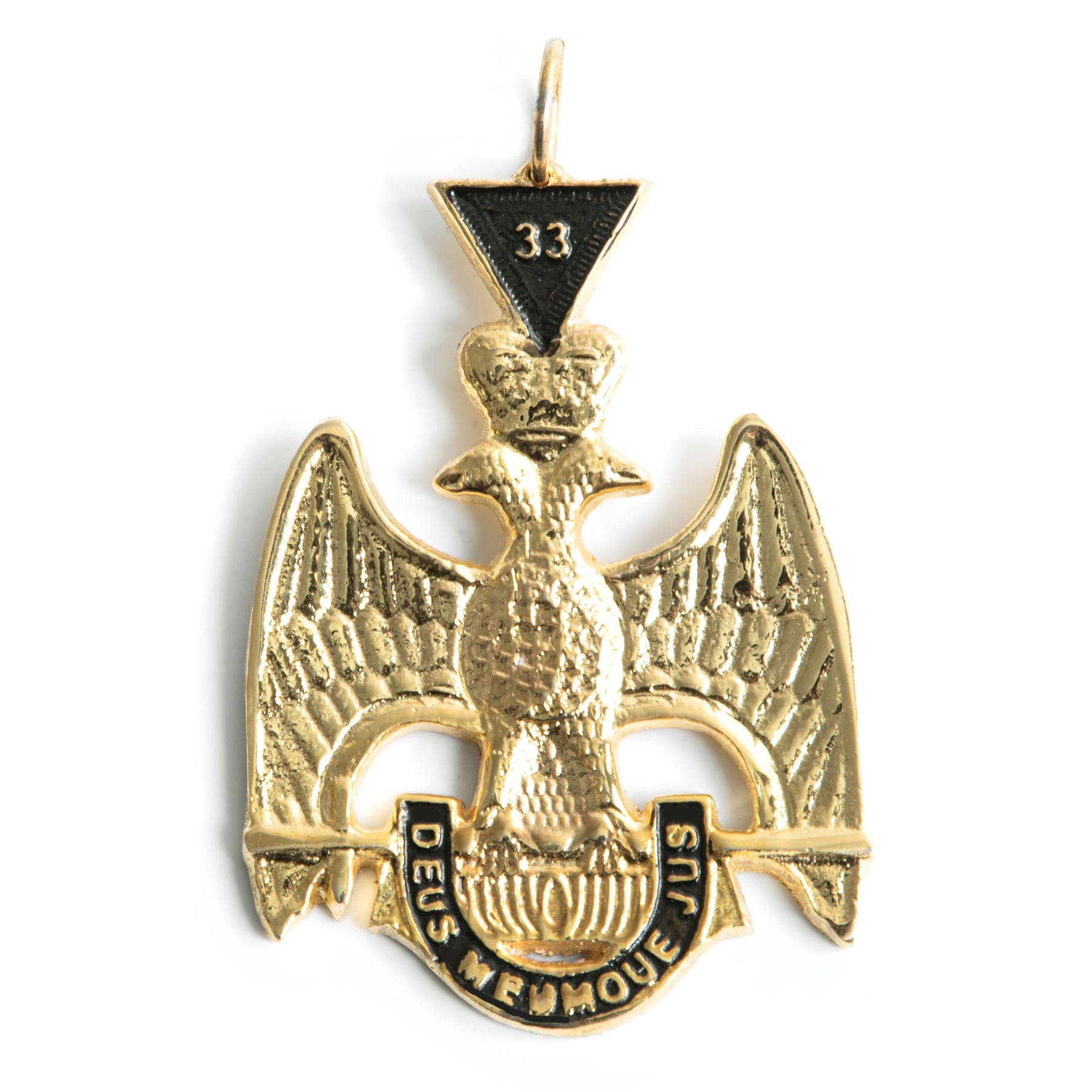 33rd Degree Scottish Rite Collar Jewel - Wings Up Gold & Black Plated - Bricks Masons