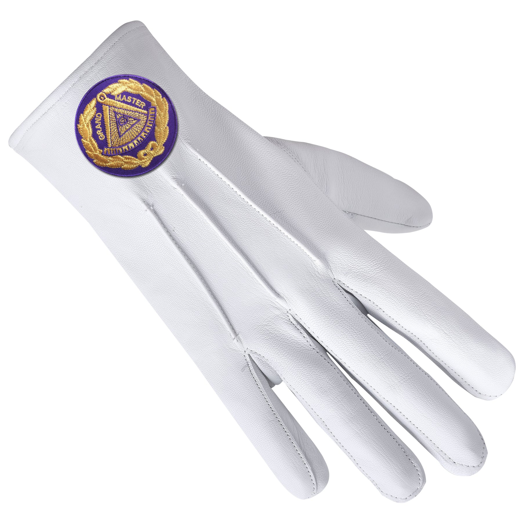 Grand Master Blue Lodge Glove - Leather With Purple Patch - Bricks Masons