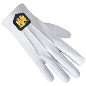 32nd Degree Scottish Rite Glove - Leather With Gold Double Eagle - Bricks Masons