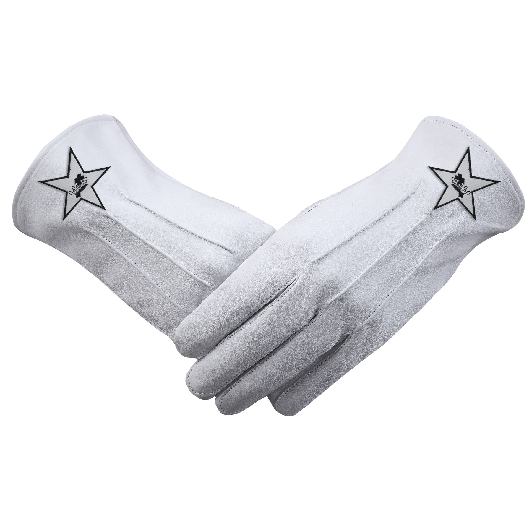 Knights Templar Commandery Glove - Leather With White Star Patch - Bricks Masons