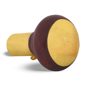 Master Mason Blue Lodge Door Knob - Wood With Gold Square & Compass G - Bricks Masons