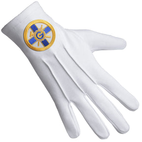 Eminent Prior KYCH Knights of the York Cross of Honour Glove - Pure Cotton With Round Patch - Bricks Masons