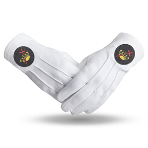 Knights Templar Commandery Glove - Pure Cotton With Black Patch - Bricks Masons