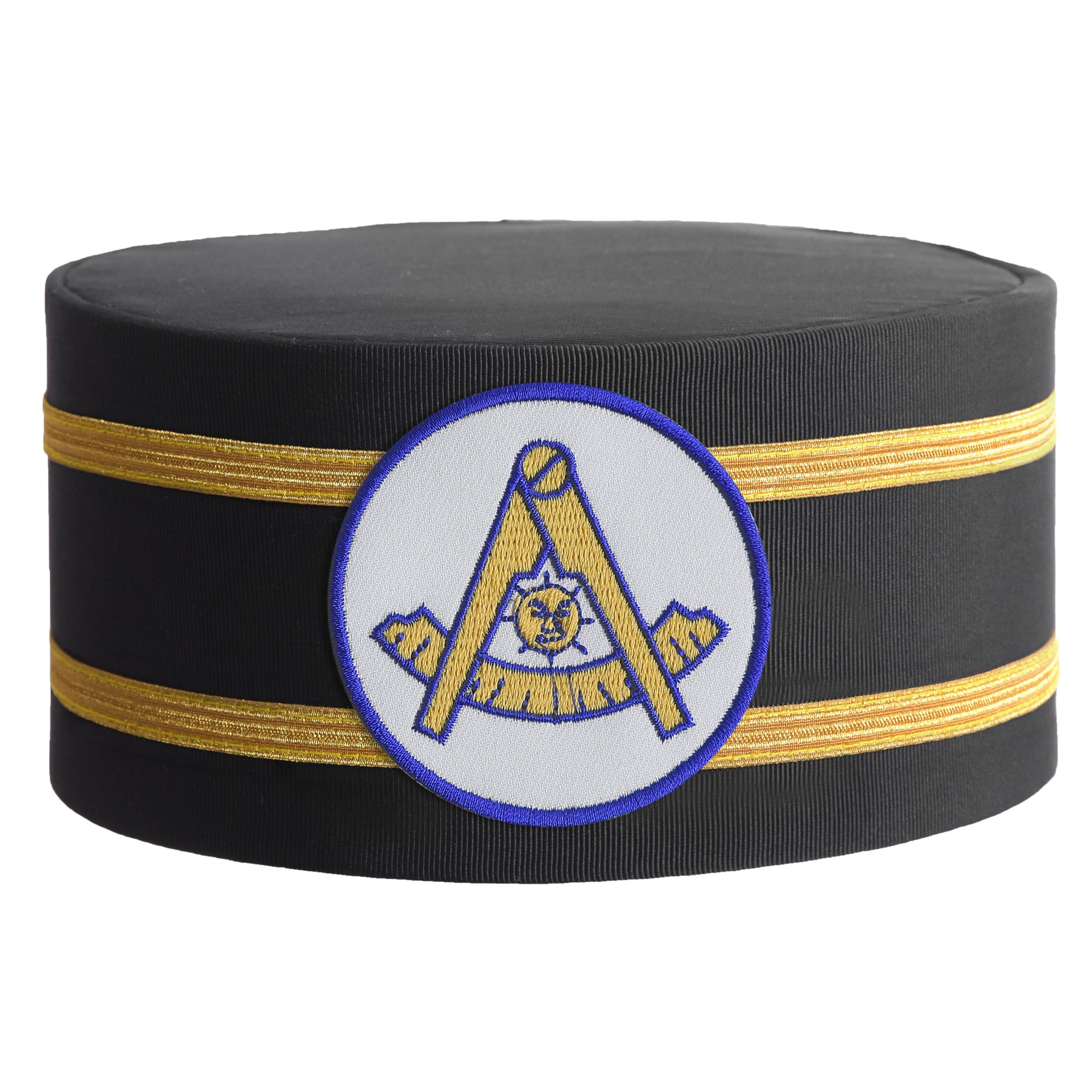 Past Master Blue Lodge California Regulation Crown Cap - White Patch & Double Braid - Bricks Masons