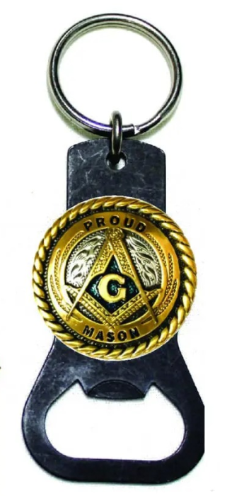 Master Mason Blue Lodge Bottle Opener - Proud Mason Aluminium Metal Keychain - Bricks Masons