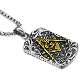 Master Mason Blue Lodge Necklace - Tag Motif [Gold & Silver]