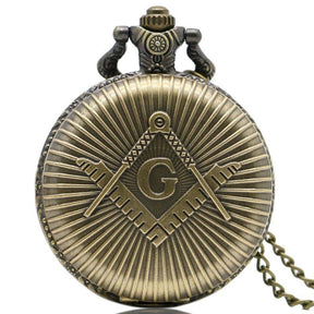 Master Mason Blue Lodge Pocket Watch - Compass and Square