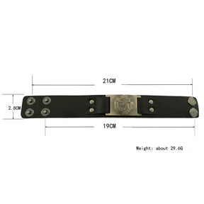 Ancient Egypt Bracelet - Black Genuine Leather With Zinc Alloy Charm - Bricks Masons