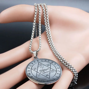 Ancient Israel Necklace - Pentacle Key Of Solomon Seal Stainless Steel - Bricks Masons