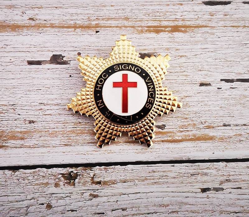 Knights Templar Commandery Lapel Pin - IN HOC SIGNO VINCES Silver