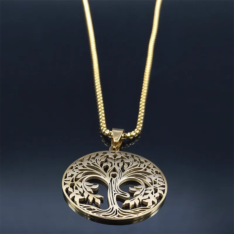 Ancient Israel Necklace - Tree of Life Stainless Steel - Bricks Masons