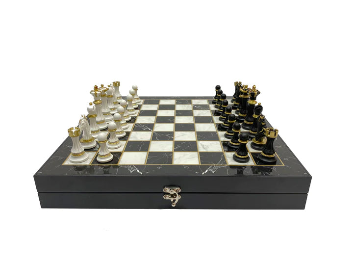 Royal Arch Chapter Chess Set - Black Marble Pattern - Bricks Masons