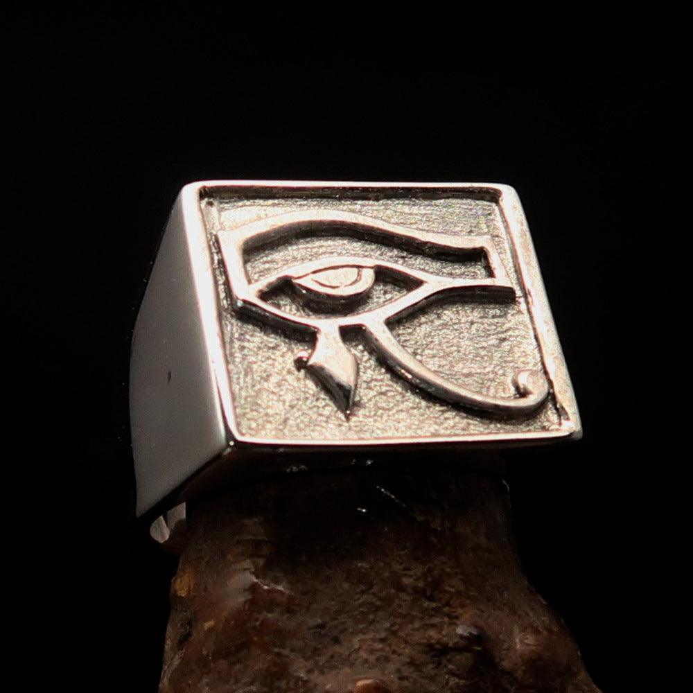 Ancient Egypt Keychain - Squared Eye of Horus Sterling Silver