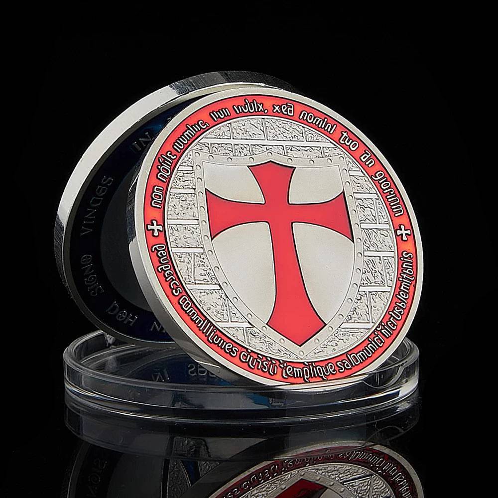 Knights Templar Commandery Coin - Red Silver Plated